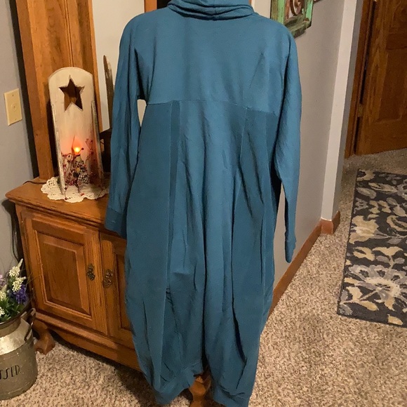 Made in Italy Cowl Neck Dress Teal Sz L//XL New!! - Picture 2 of 9